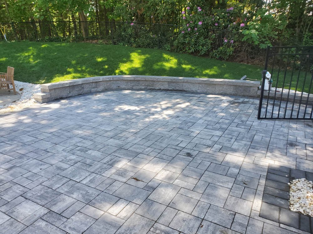 Durable masonry paver patio built for long-term outdoor use in New Hampshire climate
