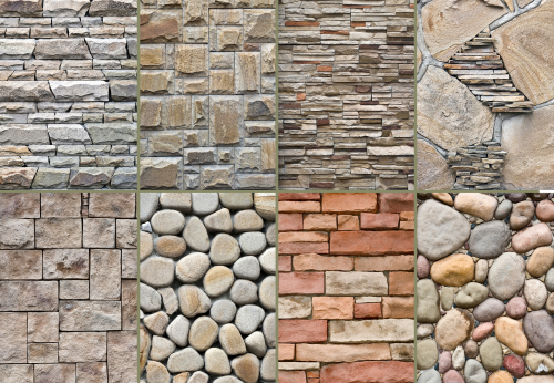 Brick and stone walkway with garden edge and rustic design